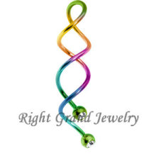 Rainbow PVD Anodized Crystal Spiral Navel Piercing Jewelry